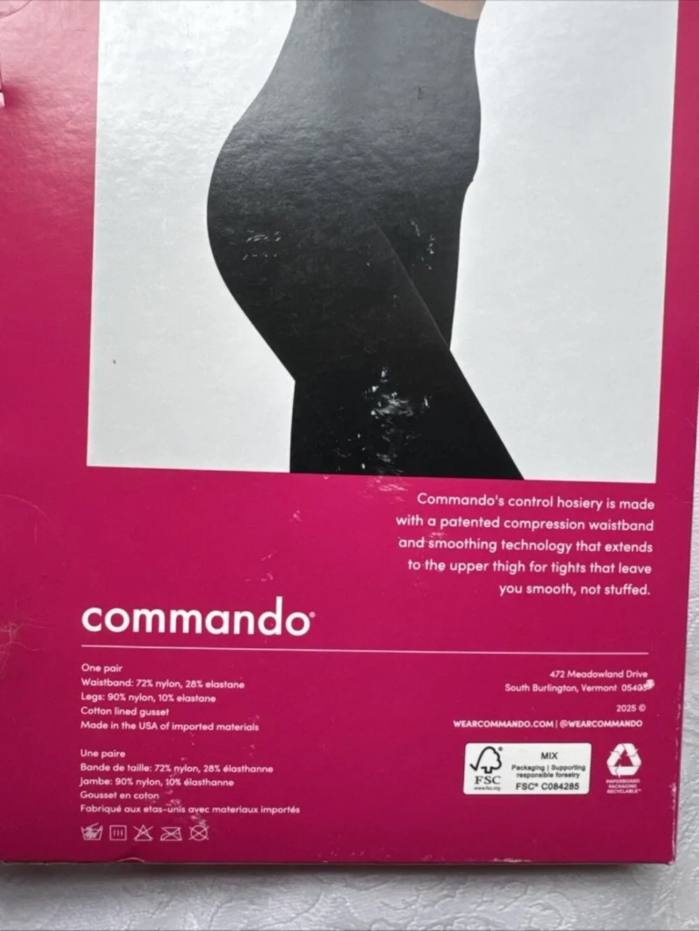 Commando HC70T1 The Ultimate Opaque Control Tights Black Size L Large NEW $48